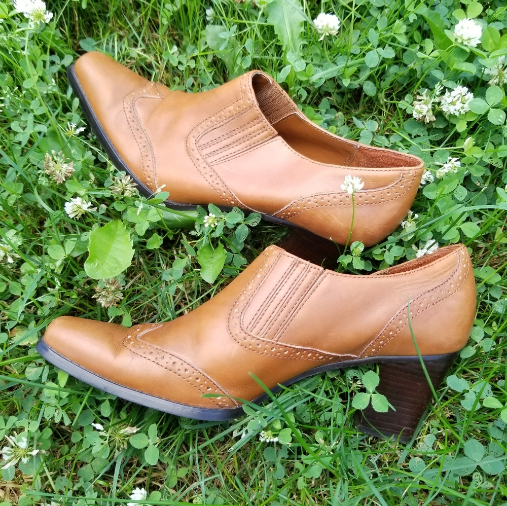 VTG 90s Western Style Ankle Booties TAN Cognac 8